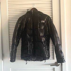 Black North Face 600 Mil reversible down jacket.